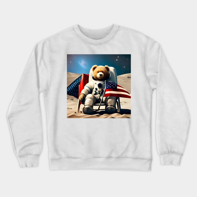 Teddy in a Space suit on the Moon Crewneck Sweatshirt by Colin-Bentham